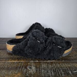 NEW Birkenstock Arizona Shearling Big Buckle Womens Size 7 Narrow Slippers 38